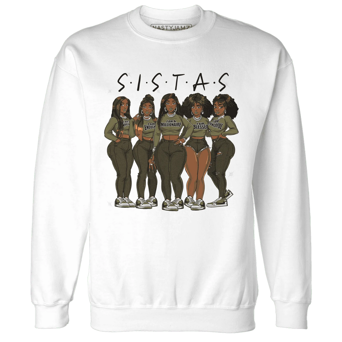 NastyJamz-Medium-Olive-1s-Sweatshirt-Match-Sistas-Melanin-Girl