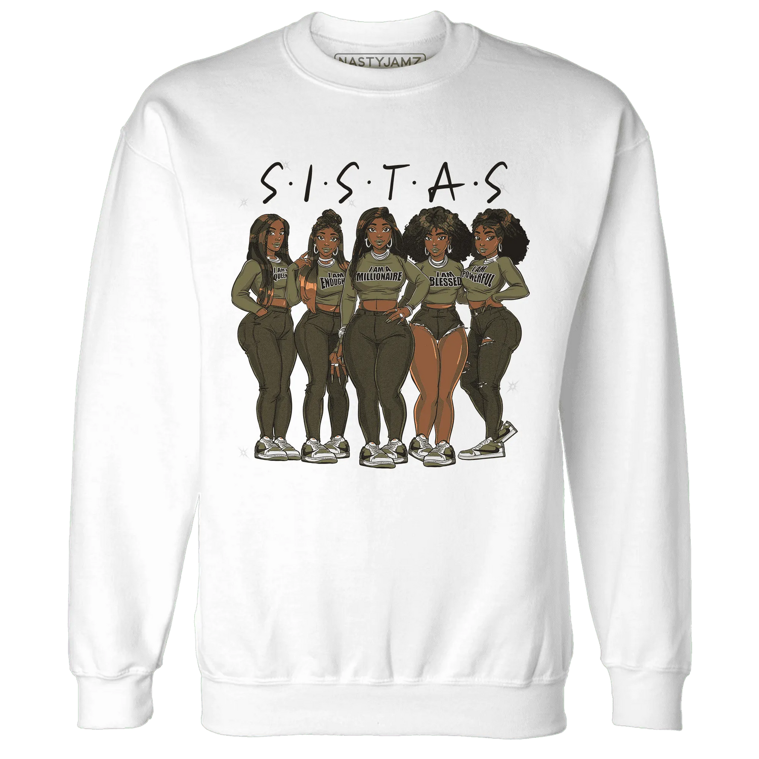 NastyJamz-Medium-Olive-1s-Sweatshirt-Match-Sistas-Melanin-Girl