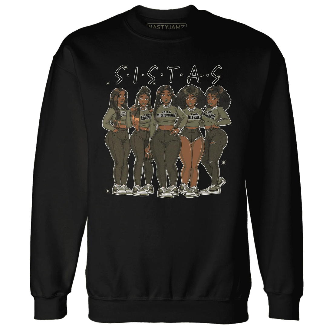 NastyJamz-Medium-Olive-1s-Sweatshirt-Match-Sistas-Melanin-Girl