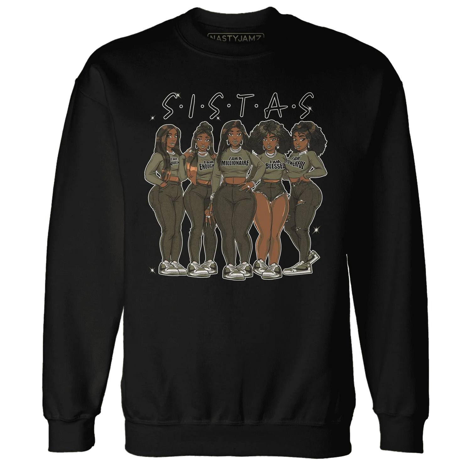 NastyJamz-Medium-Olive-1s-Sweatshirt-Match-Sistas-Melanin-Girl