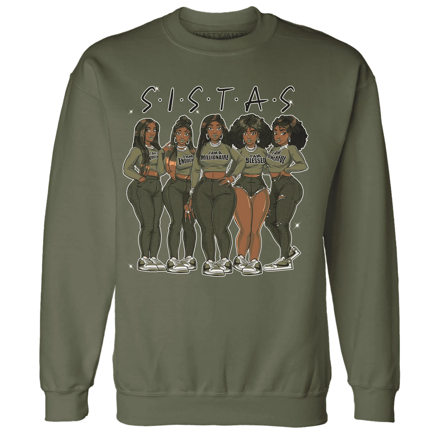 NastyJamz-Medium-Olive-1s-Sweatshirt-Match-Sistas-Melanin-Girl