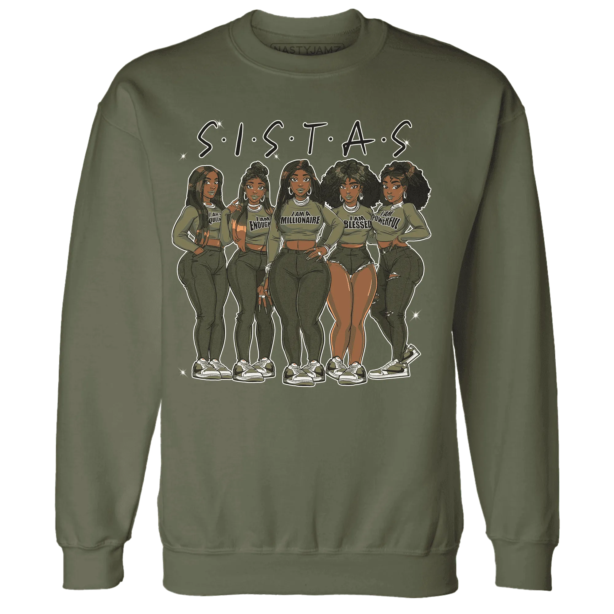 NastyJamz-Medium-Olive-1s-Sweatshirt-Match-Sistas-Melanin-Girl