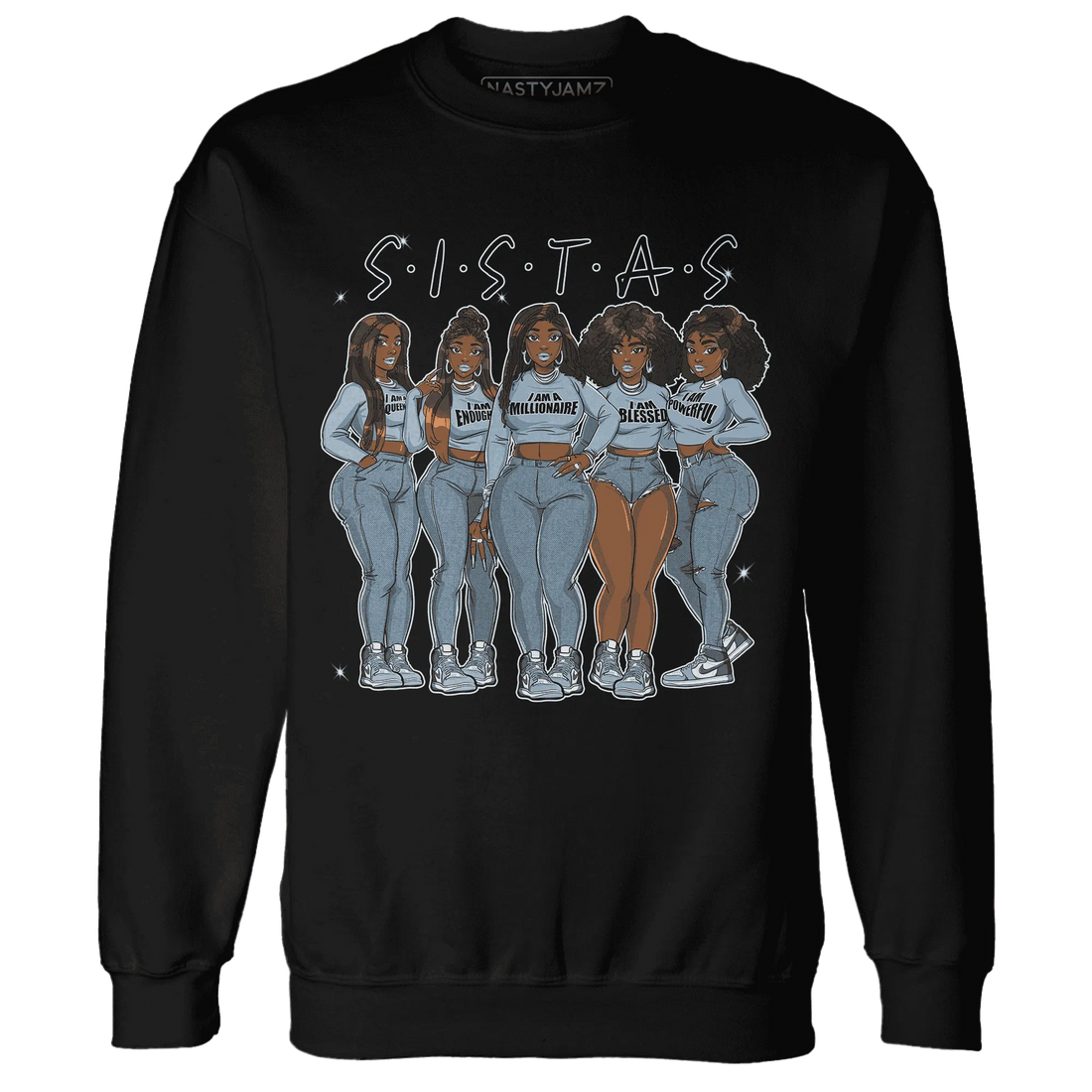Mid-Diffused-Blue-Grey-1s-Sweatshirt-Match-Sistas-Melanin-Girl