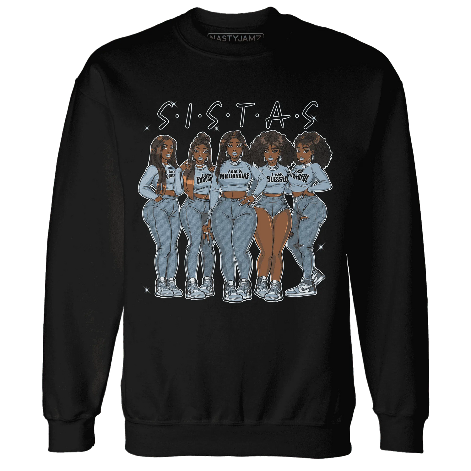 Mid-Diffused-Blue-Grey-1s-Sweatshirt-Match-Sistas-Melanin-Girl