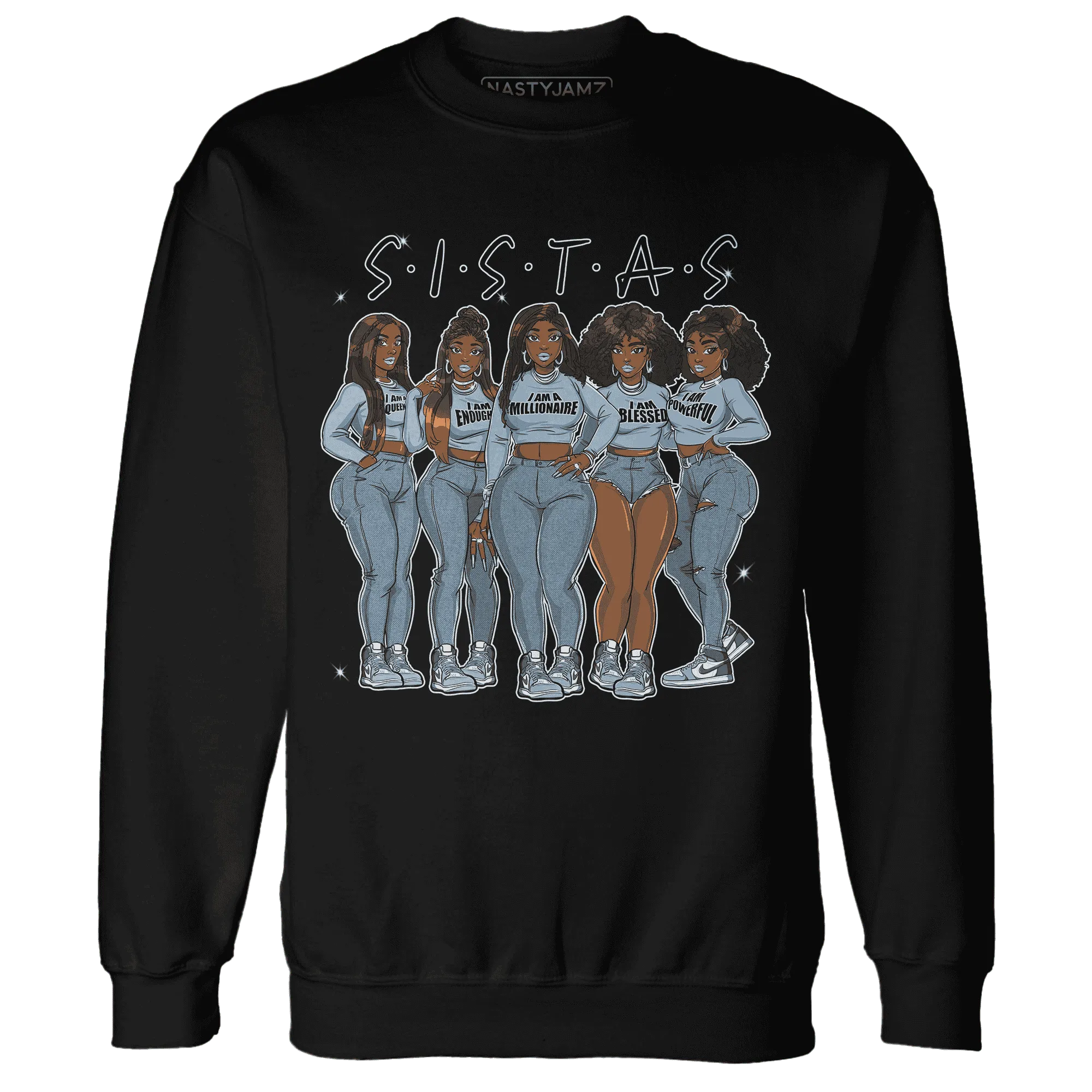 Mid-Diffused-Blue-Grey-1s-Sweatshirt-Match-Sistas-Melanin-Girl