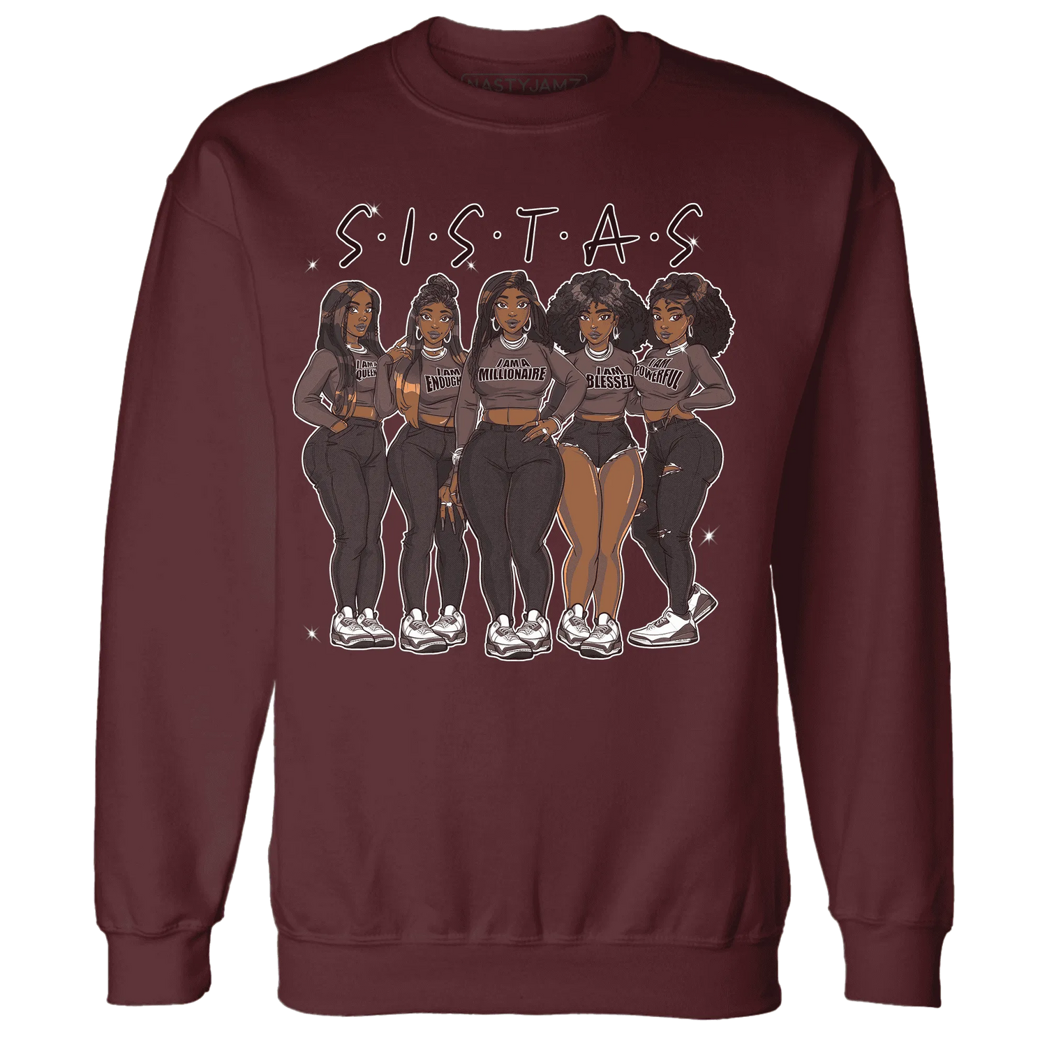 NastyJamz-Burgundy-Crush-3s-Sweatshirt-Match-Sistas-Melanin-Girl