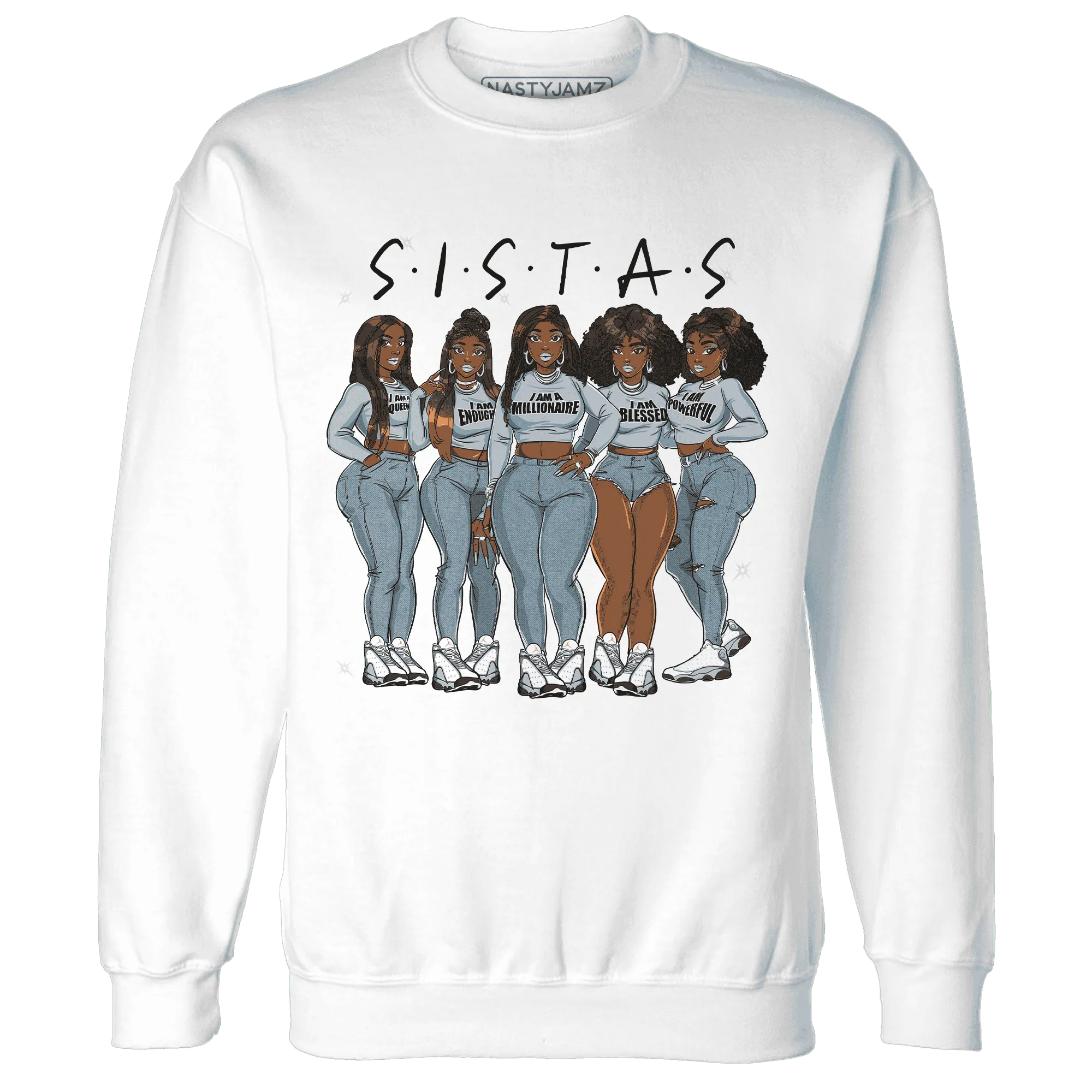 Blue-Grey-13s-Sweatshirt-Match-Sistas-Melanin-Girl