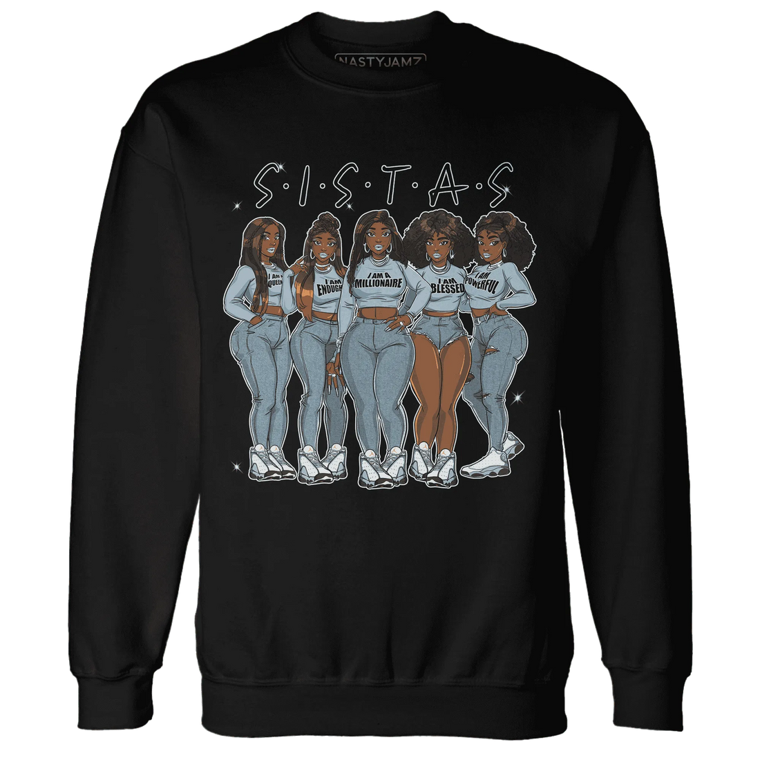 Blue-Grey-13s-Sweatshirt-Match-Sistas-Melanin-Girl