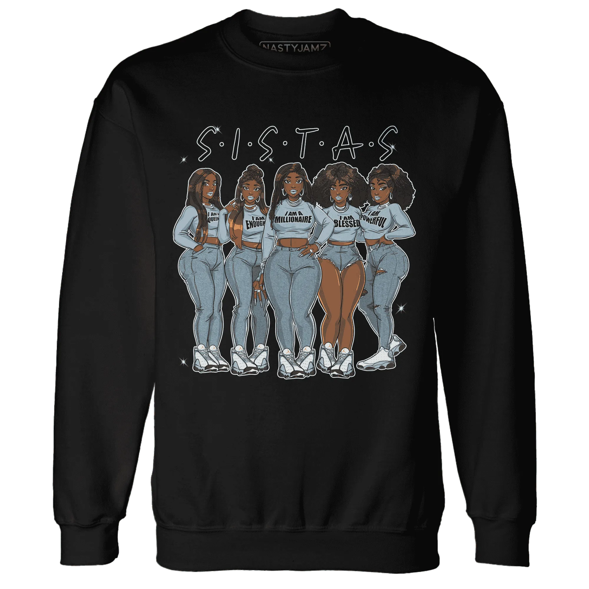 Blue-Grey-13s-Sweatshirt-Match-Sistas-Melanin-Girl