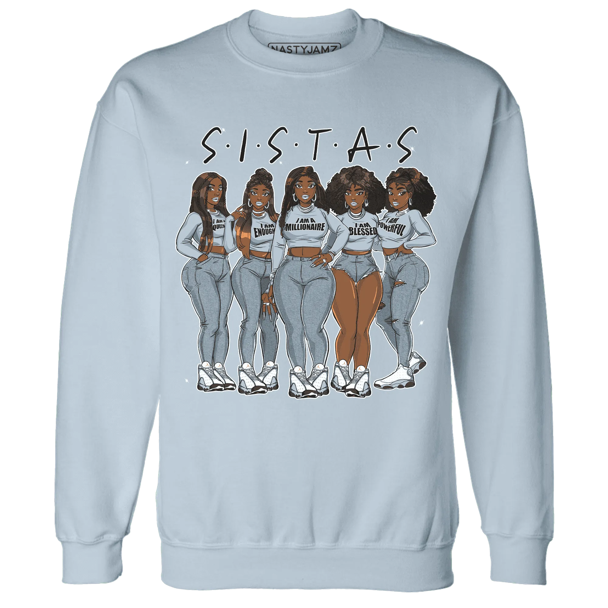 Blue-Grey-13s-Sweatshirt-Match-Sistas-Melanin-Girl