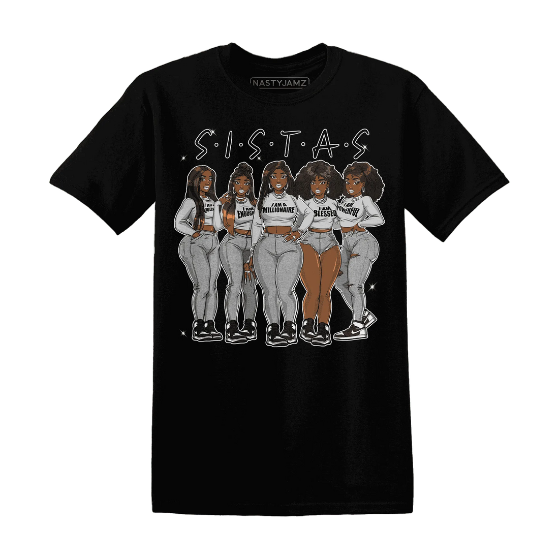 Retro-High-OG-Black-White-1s-T-Shirt-Match-Sistas-Melanin-Girl