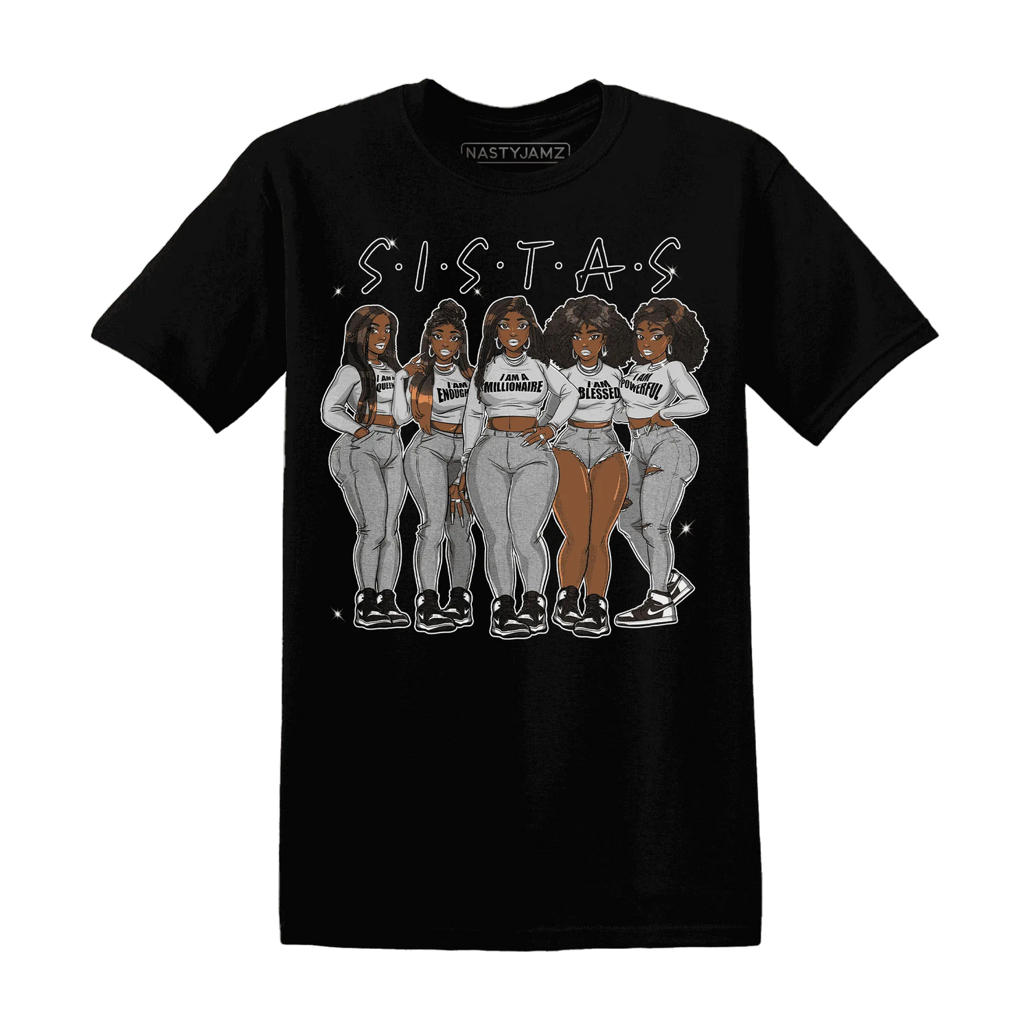 Retro-High-OG-Black-White-1s-T-Shirt-Match-Sistas-Melanin-Girl