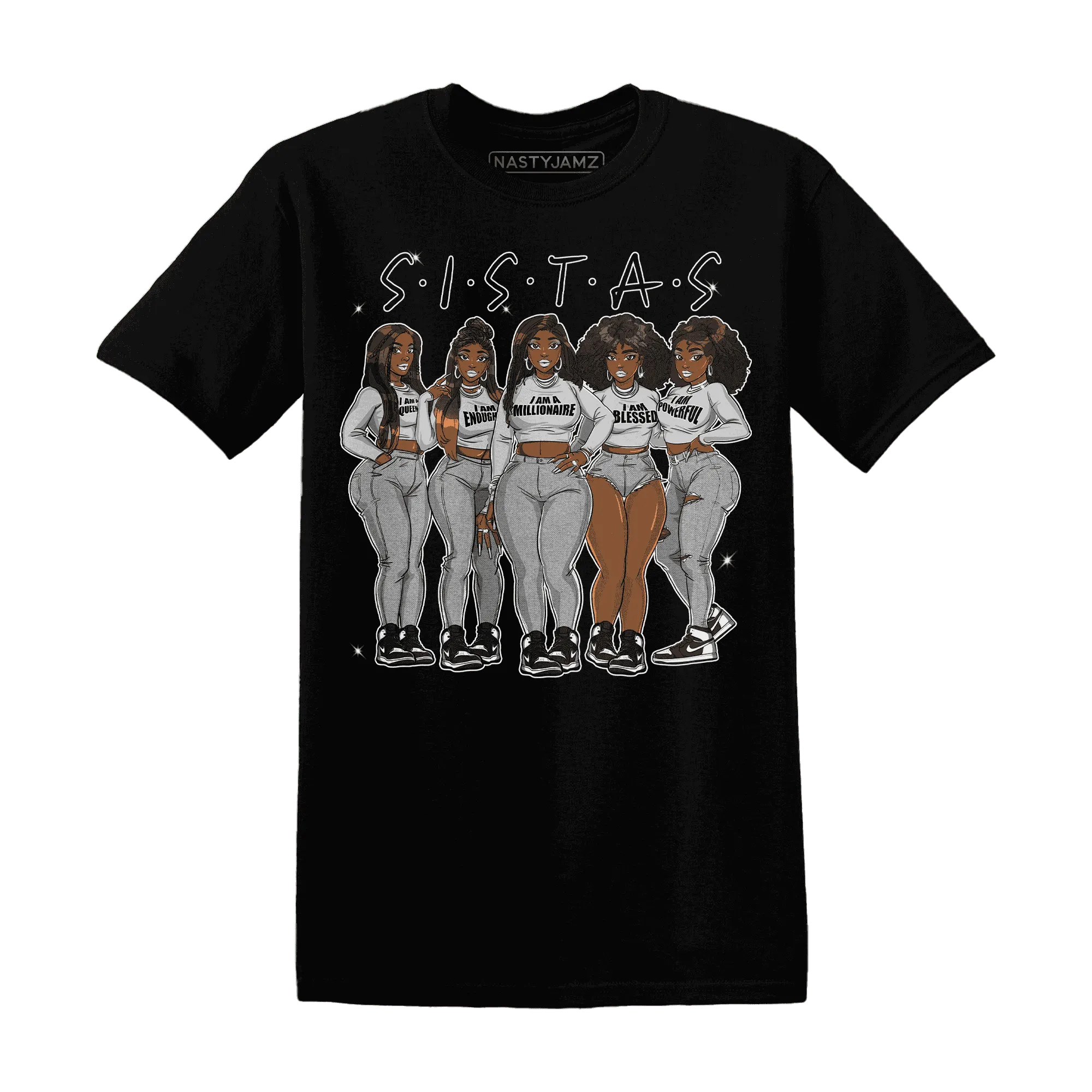 Retro-High-OG-Black-White-1s-T-Shirt-Match-Sistas-Melanin-Girl