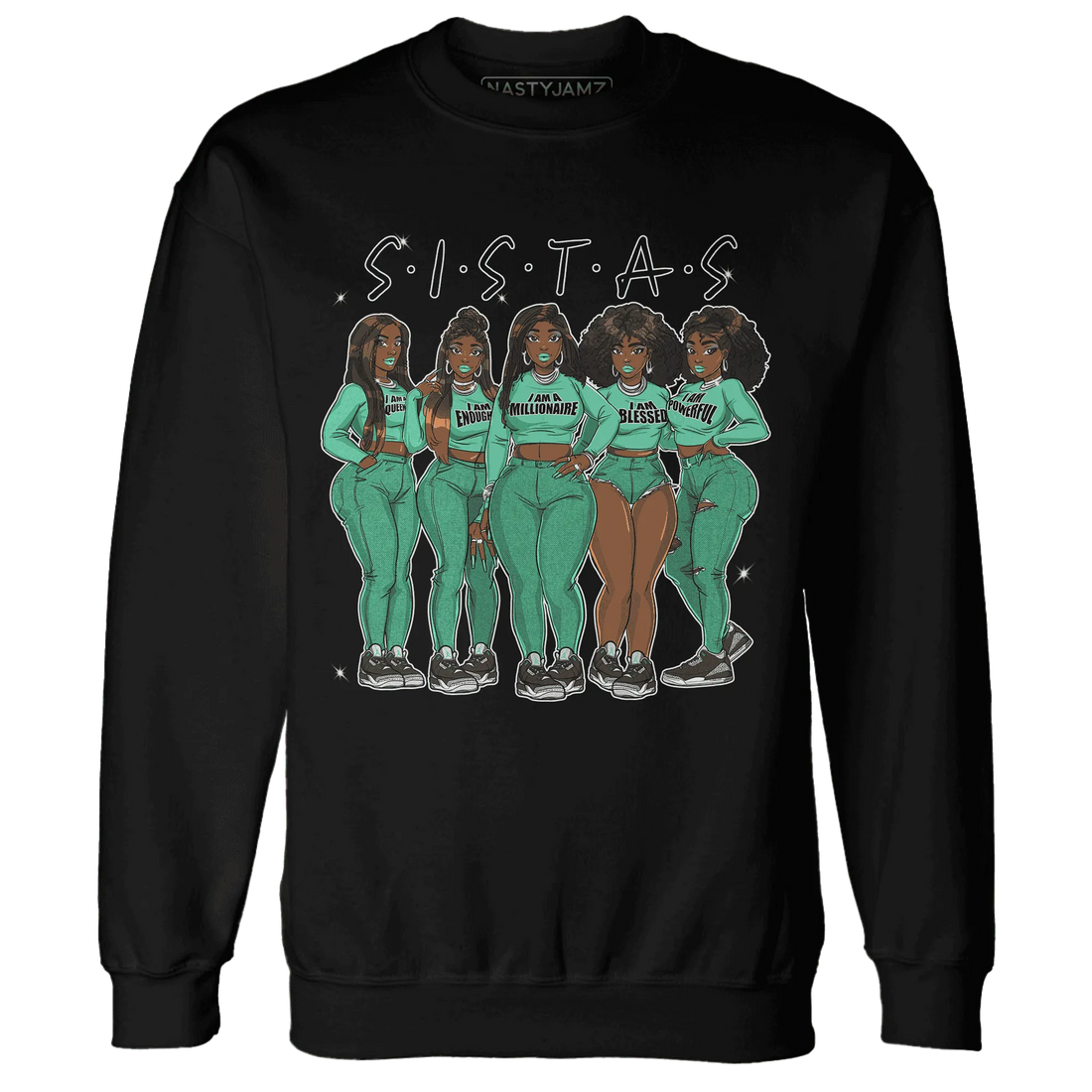 Green-Glow-3s-Sweatshirt-Match-Sistas-Melanin-Girl