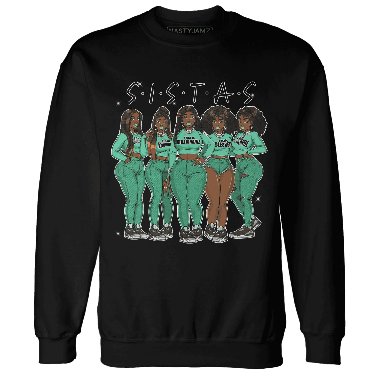 Green-Glow-3s-Sweatshirt-Match-Sistas-Melanin-Girl