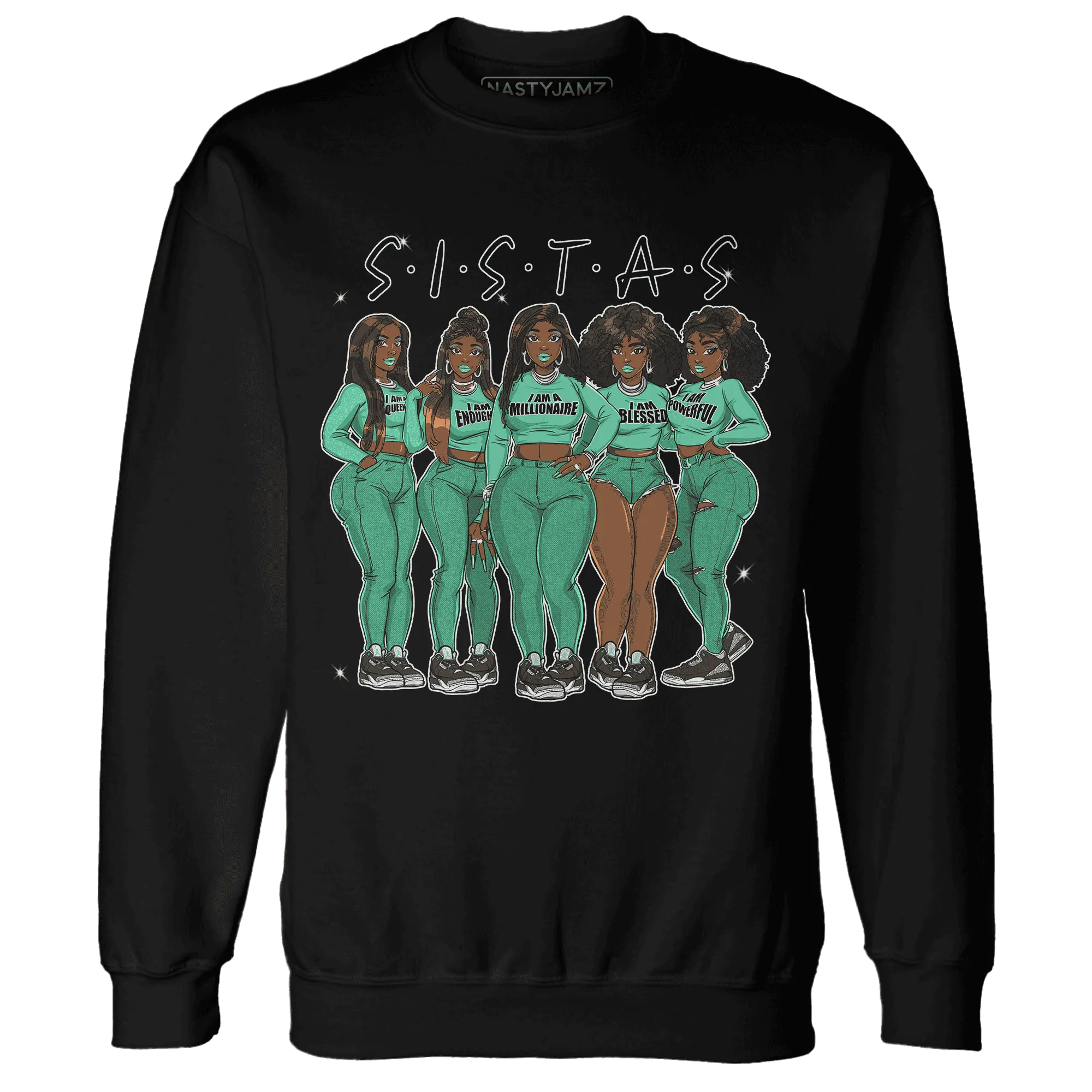 Green-Glow-3s-Sweatshirt-Match-Sistas-Melanin-Girl