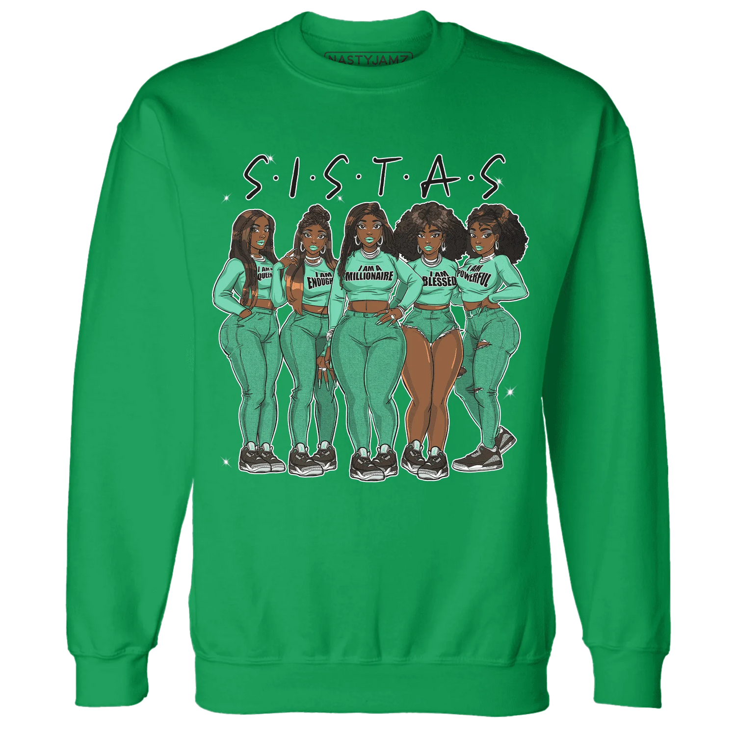 Green-Glow-3s-Sweatshirt-Match-Sistas-Melanin-Girl