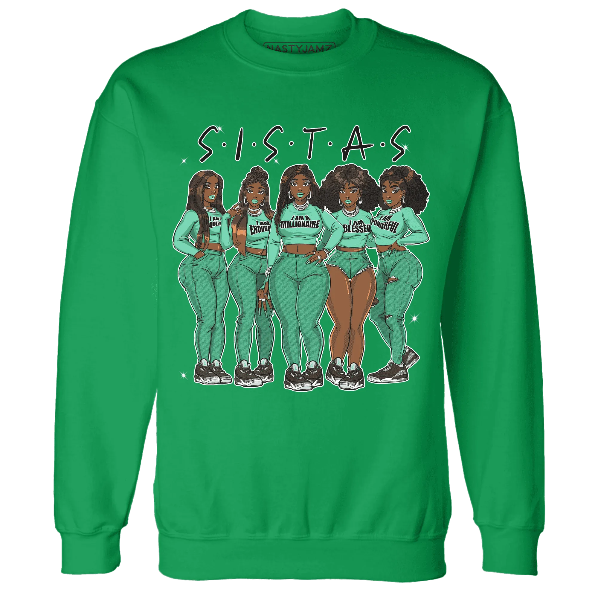 Green-Glow-3s-Sweatshirt-Match-Sistas-Melanin-Girl