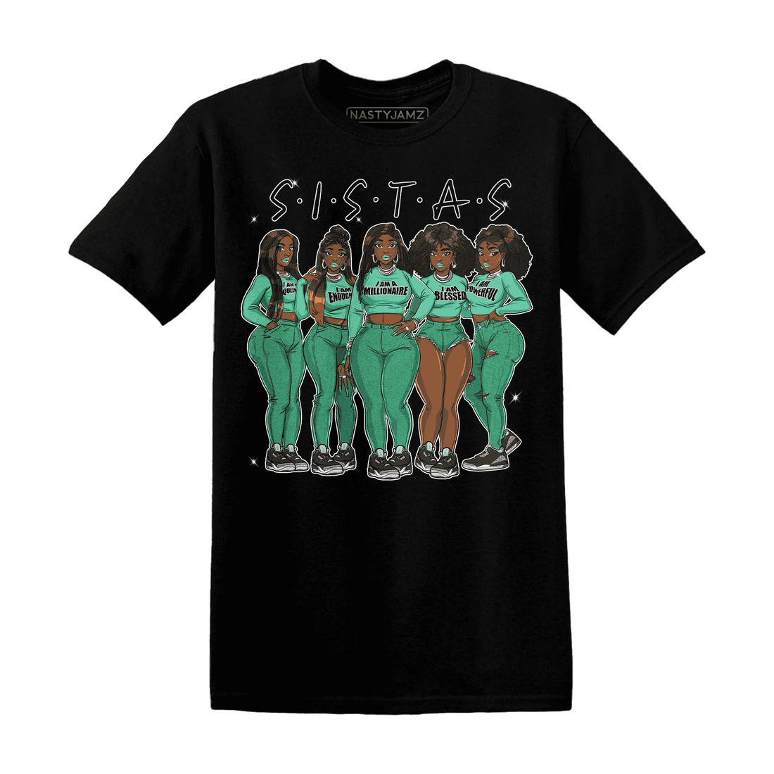 Green-Glow-3s-T-Shirt-Match-Sistas-Melanin-Girl