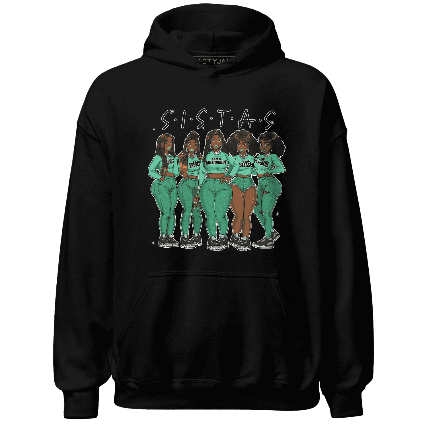 Green-Glow-3s-Hoodie-Match-Sistas-Melanin-Girl