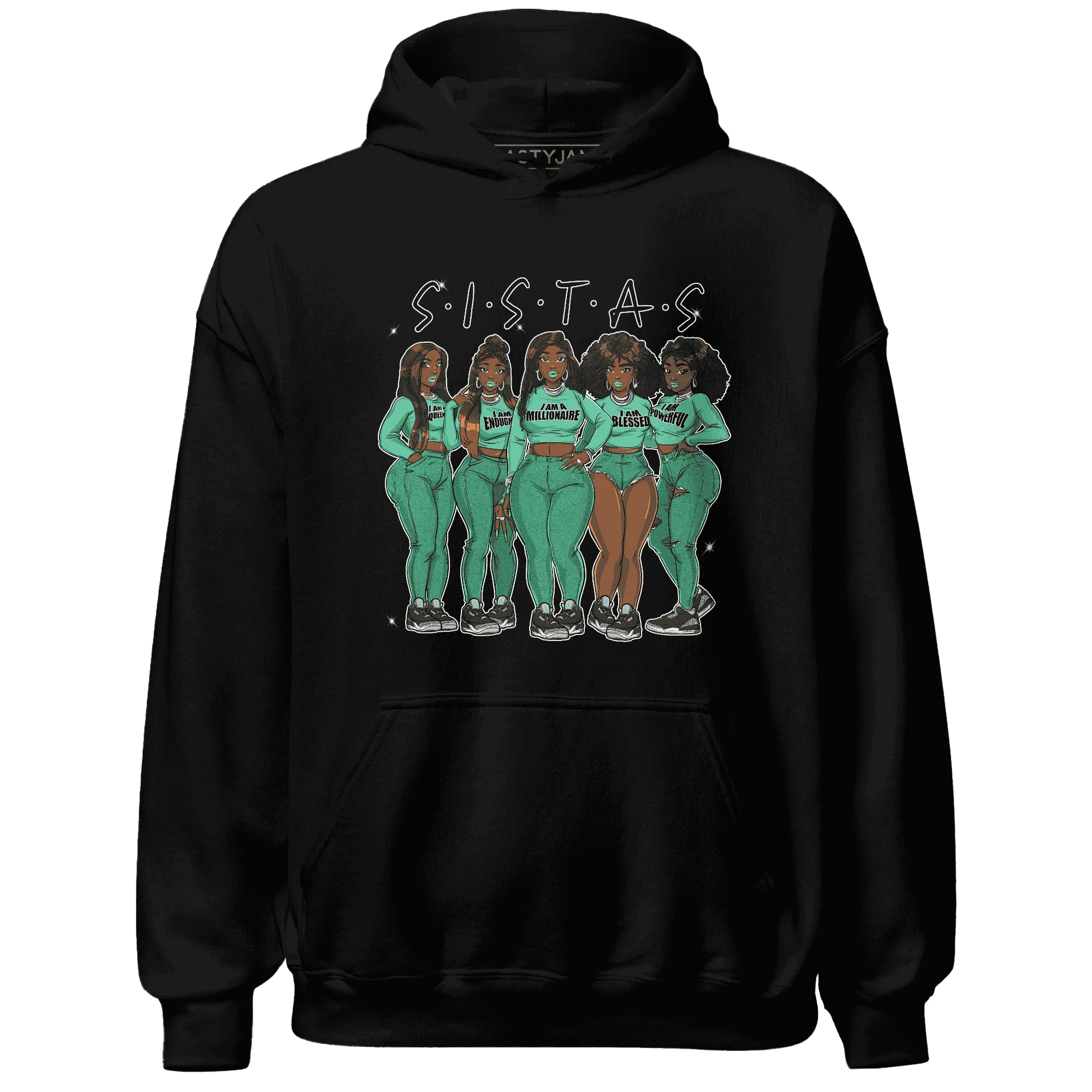Green-Glow-3s-Hoodie-Match-Sistas-Melanin-Girl
