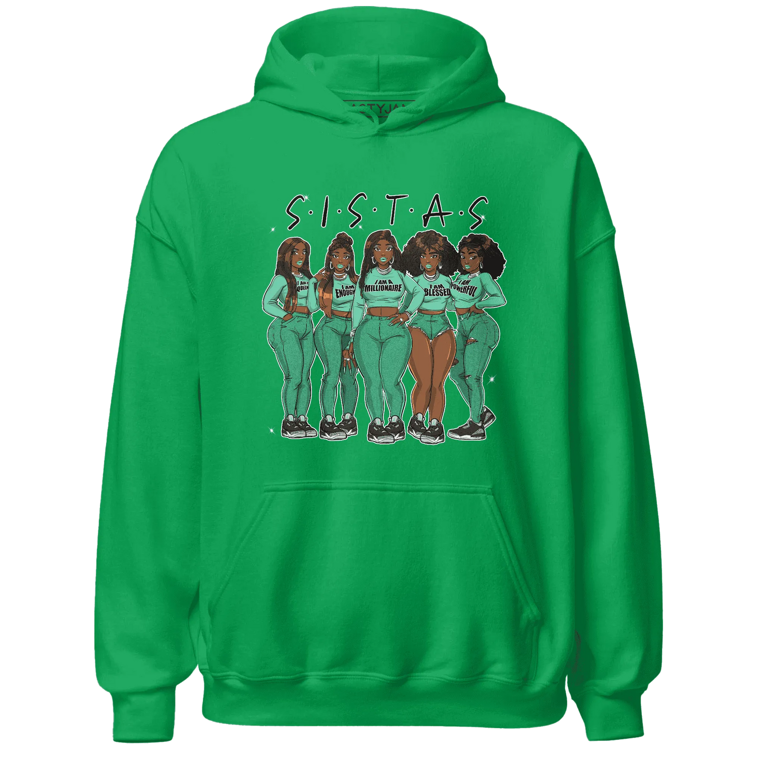 Green-Glow-3s-Hoodie-Match-Sistas-Melanin-Girl