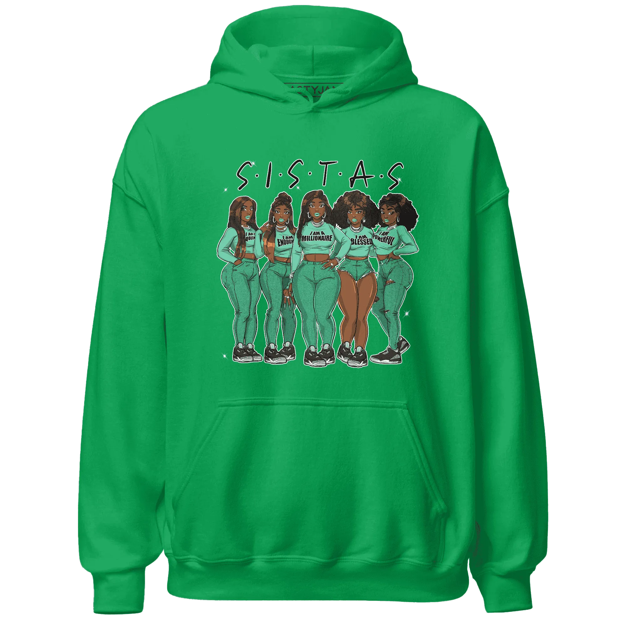 Green-Glow-3s-Hoodie-Match-Sistas-Melanin-Girl