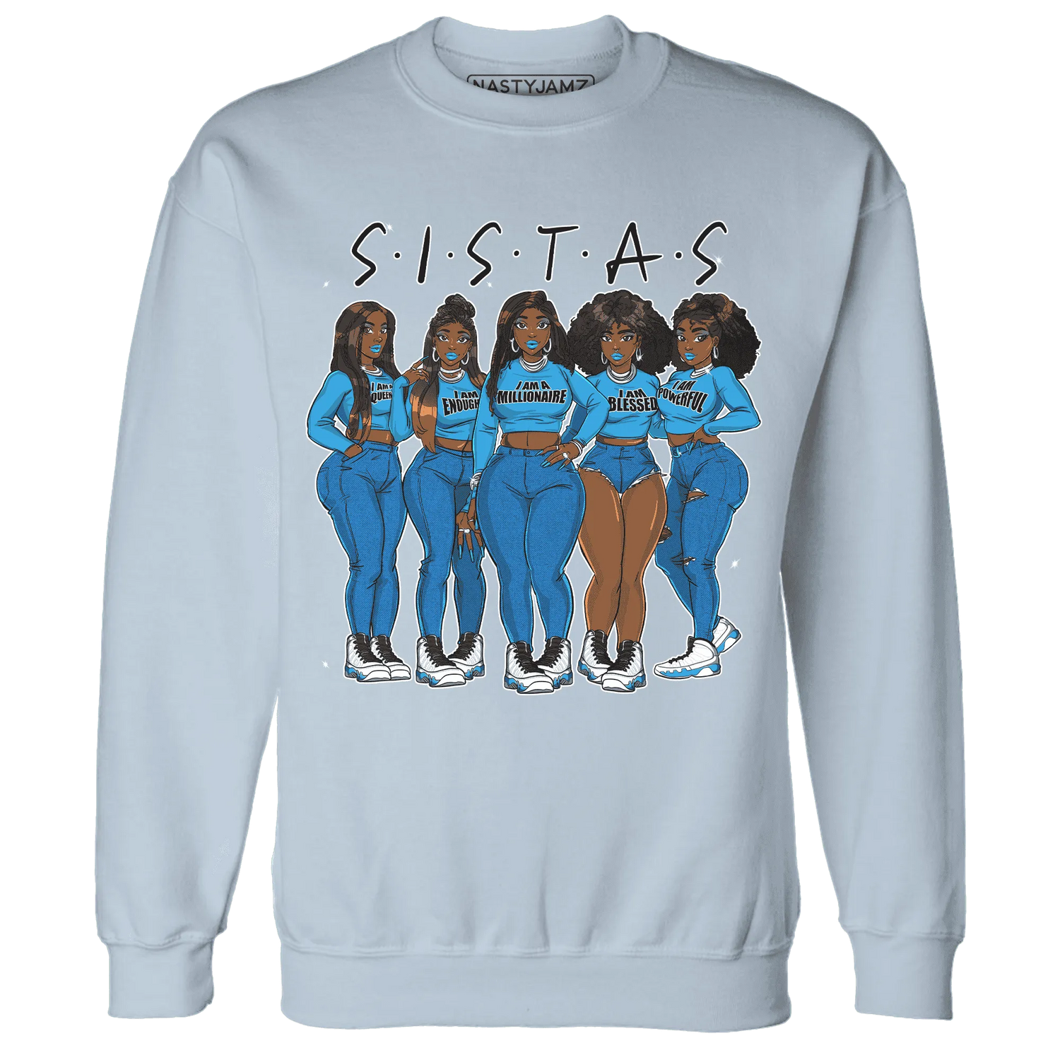 Powder-Blue-9s-Sweatshirt-Match-Sistas-Melanin-Girl