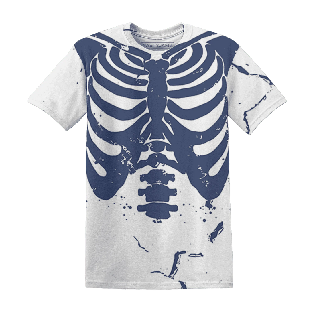 Low-Diffused-Blue-11s-T-Shirt-Match-Skeleton-Y2k-3D