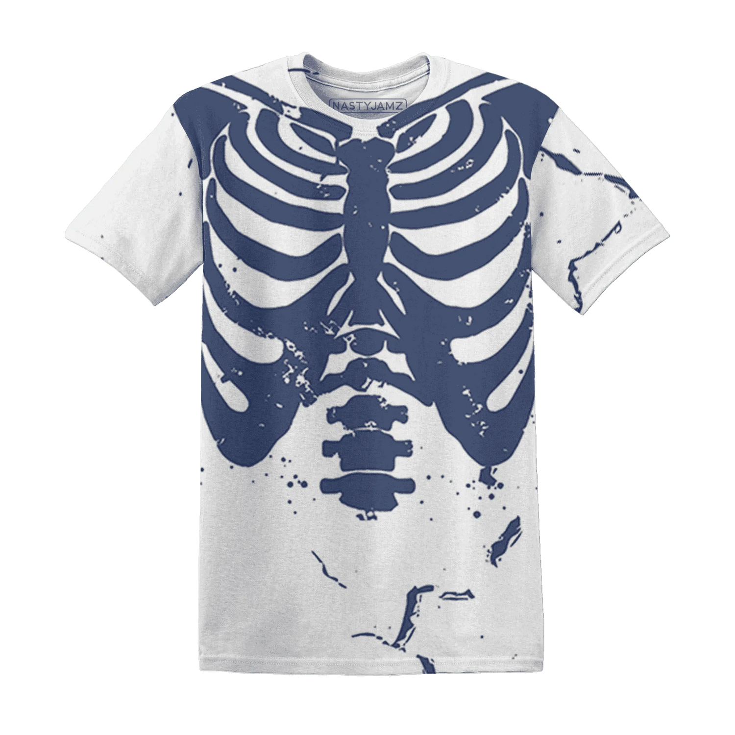 Low-Diffused-Blue-11s-T-Shirt-Match-Skeleton-Y2k-3D