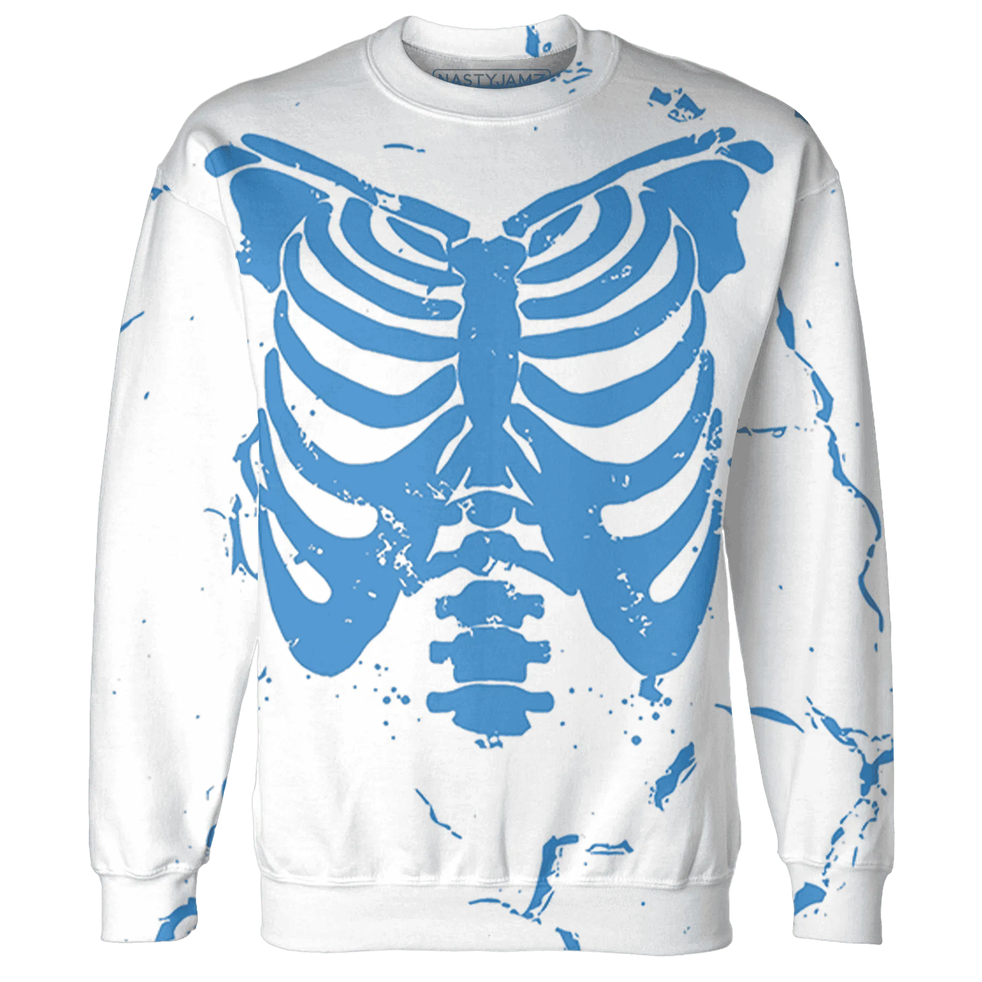 Carolina-Blue-Univercitii-17s-Sweatshirt-Match-Skeleton-Y2k-3D