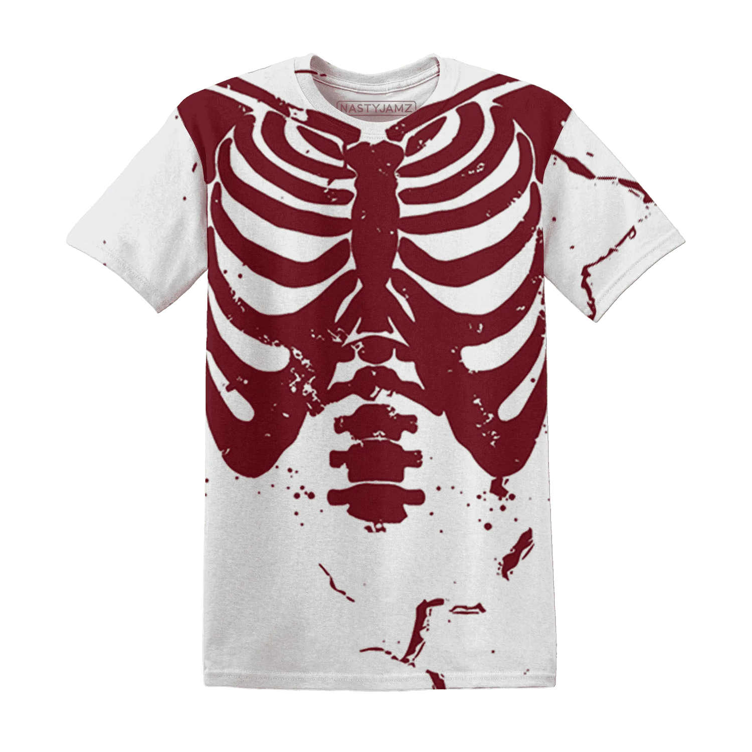 High-White-Team-Red-1s-T-Shirt-Match-Skeleton-Y2k-3D