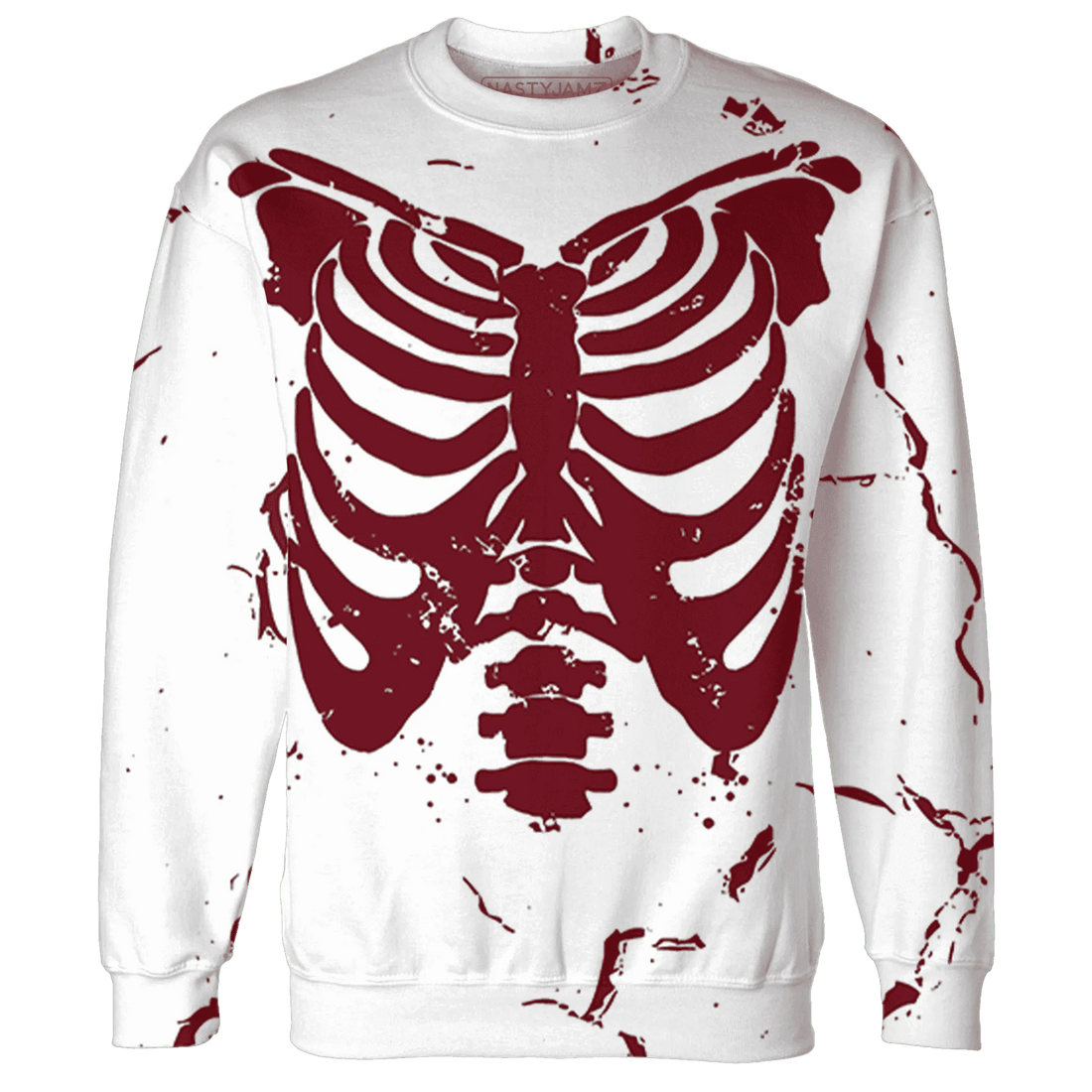 High-White-Team-Red-1s-Sweatshirt-Match-Skeleton-Y2k-3D