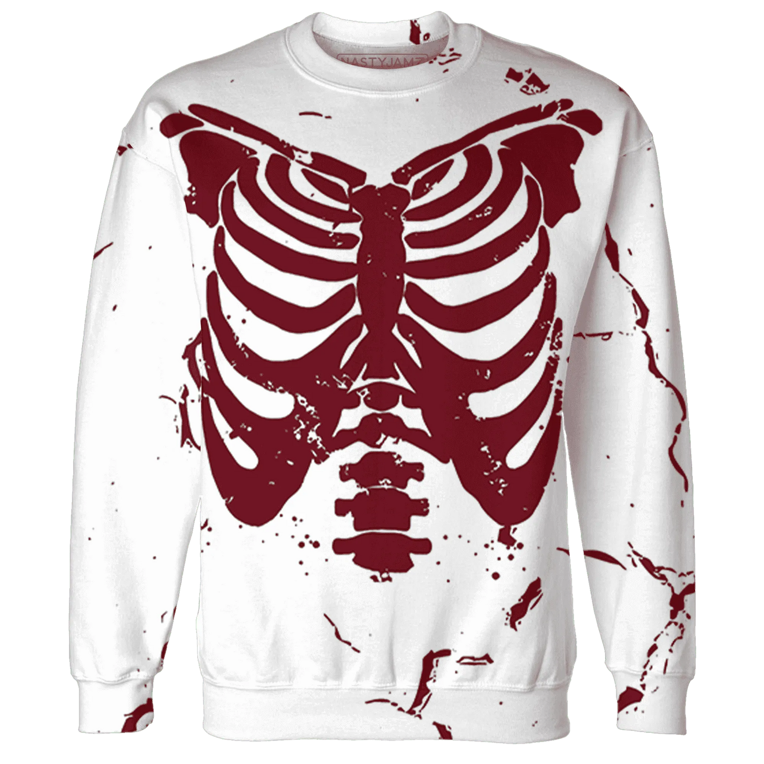 High-White-Team-Red-1s-Sweatshirt-Match-Skeleton-Y2k-3D