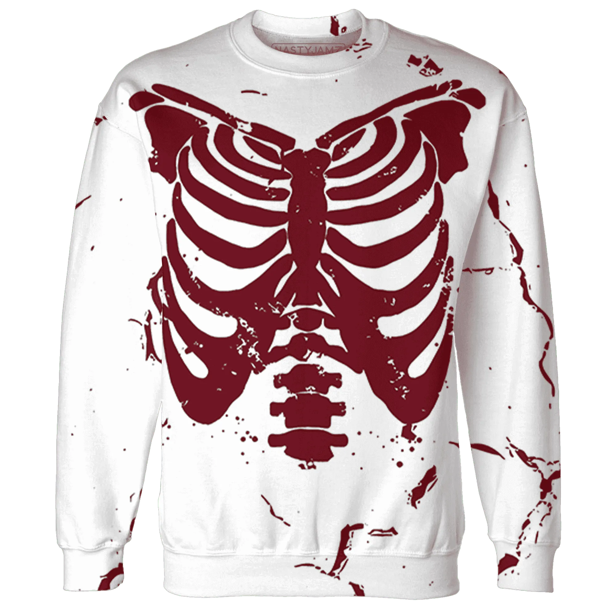 High-White-Team-Red-1s-Sweatshirt-Match-Skeleton-Y2k-3D