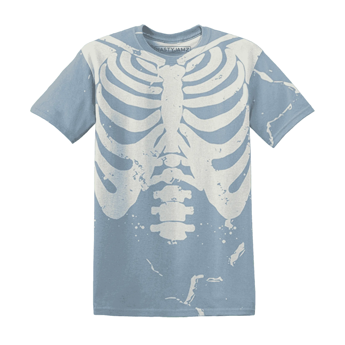 Mid-Diffused-Blue-Grey-1s-T-Shirt-Match-Skeleton-Y2k-3D