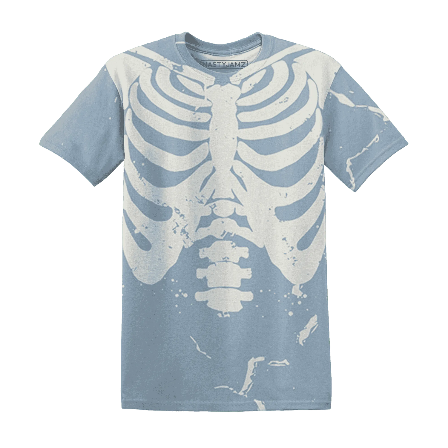 Mid-Diffused-Blue-Grey-1s-T-Shirt-Match-Skeleton-Y2k-3D