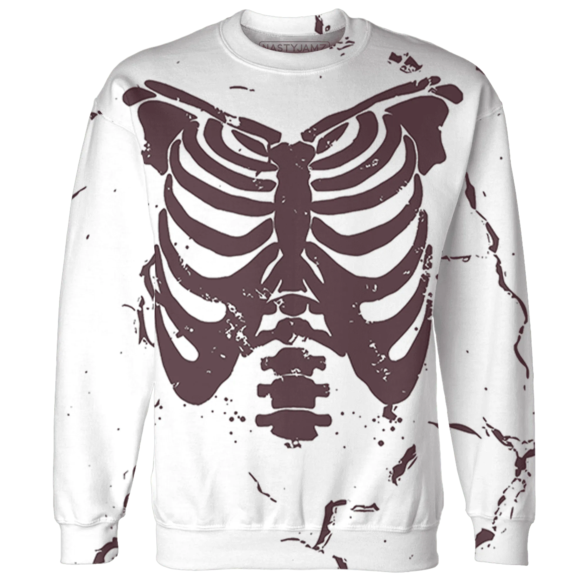 Burgundy-Crush-3s-Sweatshirt-Match-Skeleton-Y2k-3D