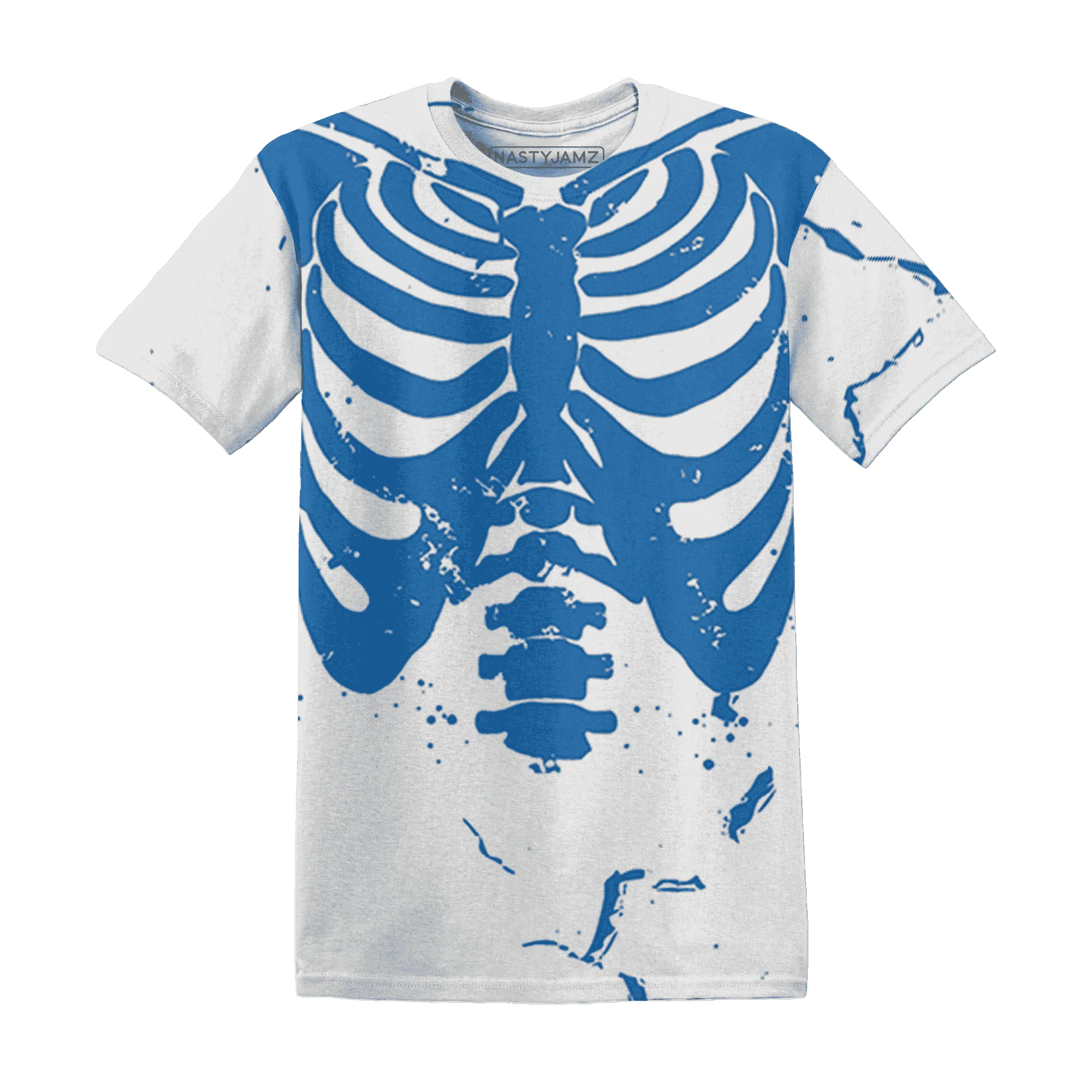 Industrial-Blue-4s-T-Shirt-Match-Skeleton-Y2k-3D