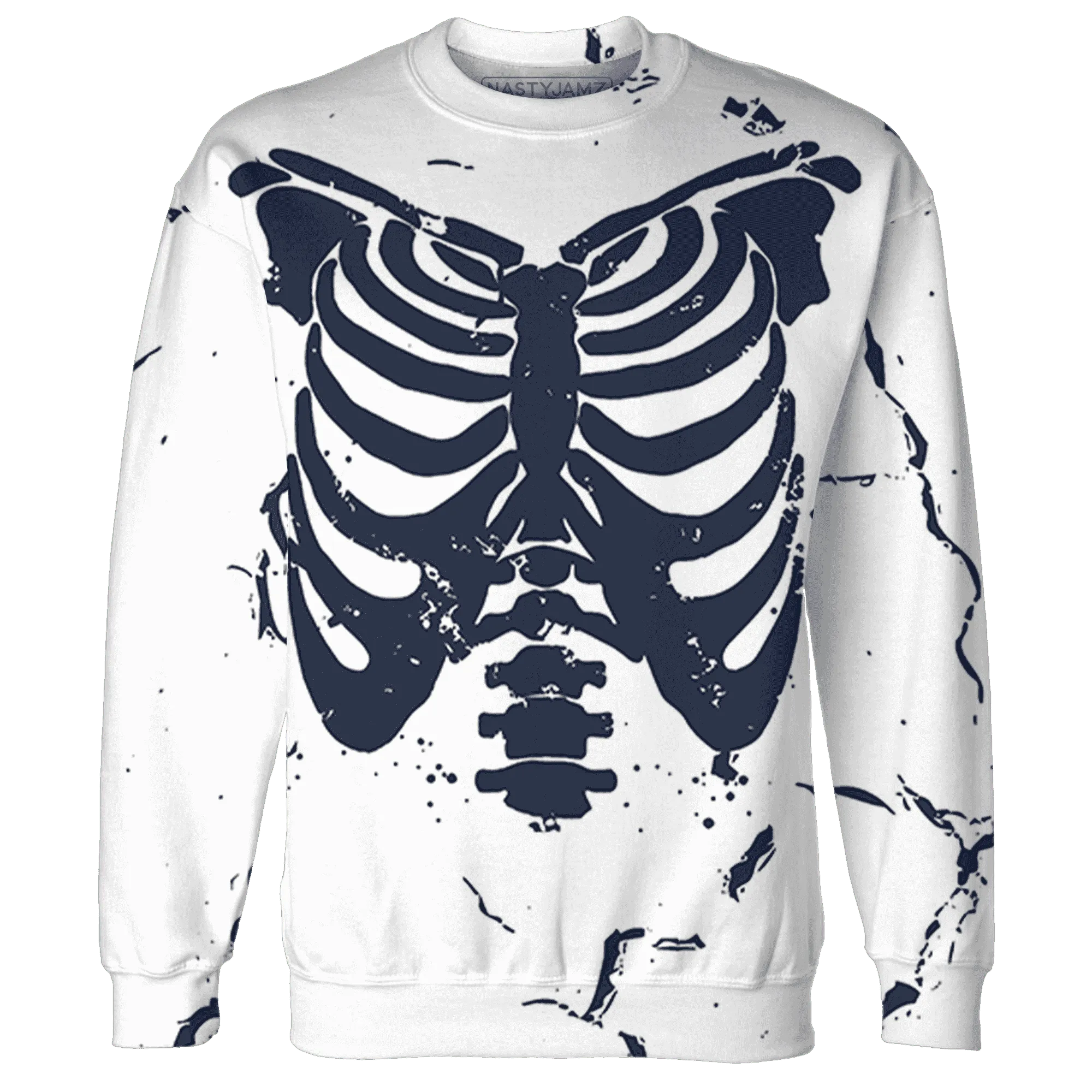 White-Navy-6s-Sweatshirt-Match-Skeleton-Y2k-3D