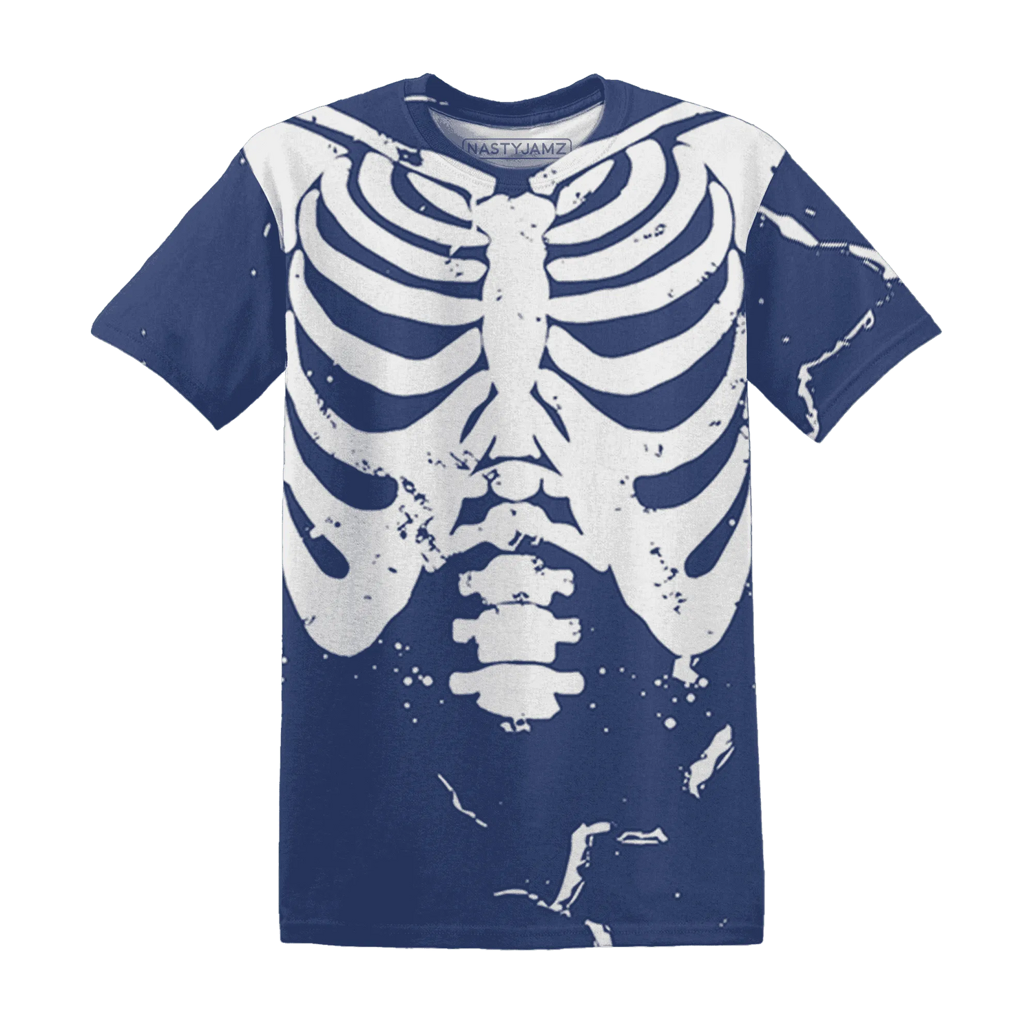 Midnight-Navy-5s-T-Shirt-Match-Skeleton-Y2k-3D