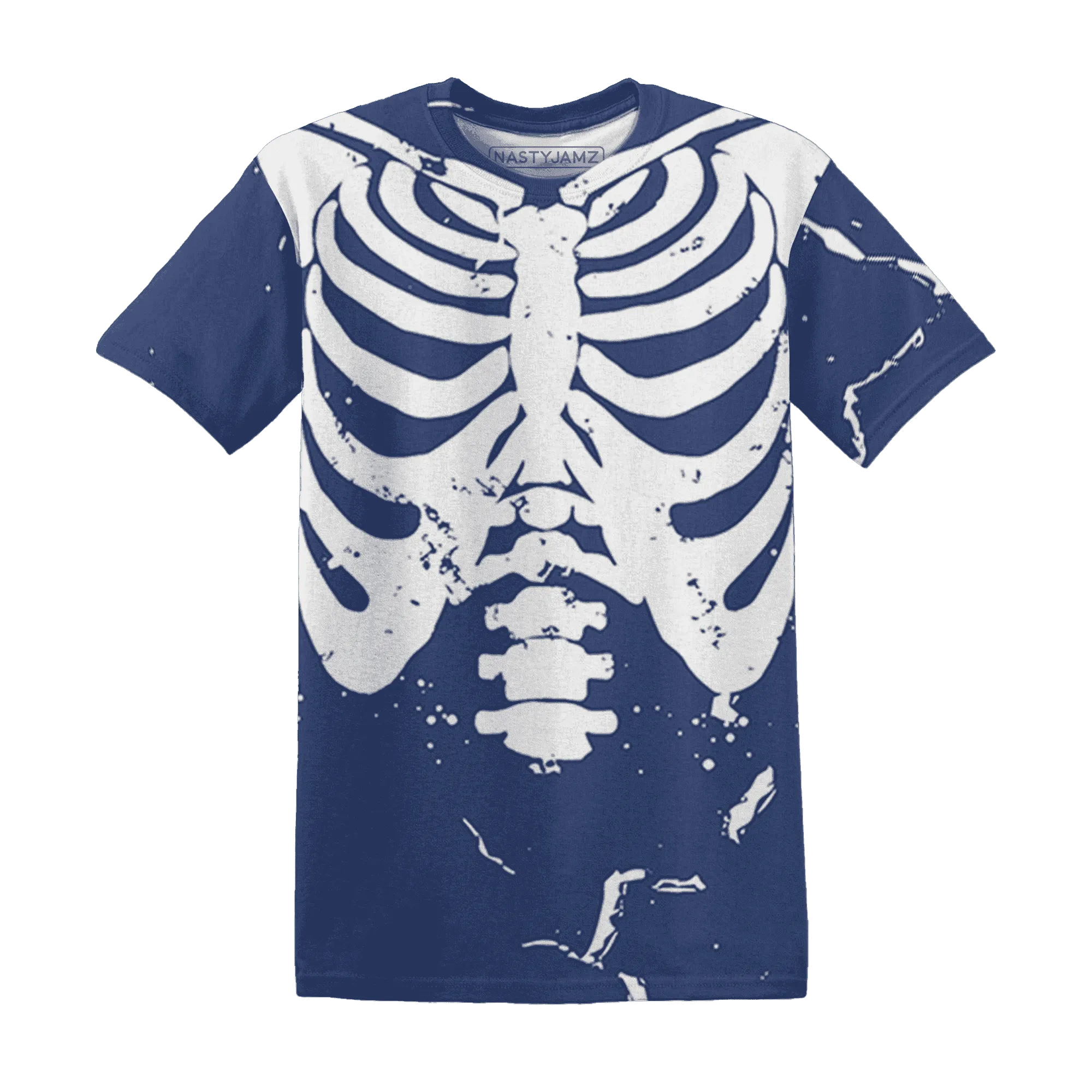 Midnight-Navy-5s-T-Shirt-Match-Skeleton-Y2k-3D