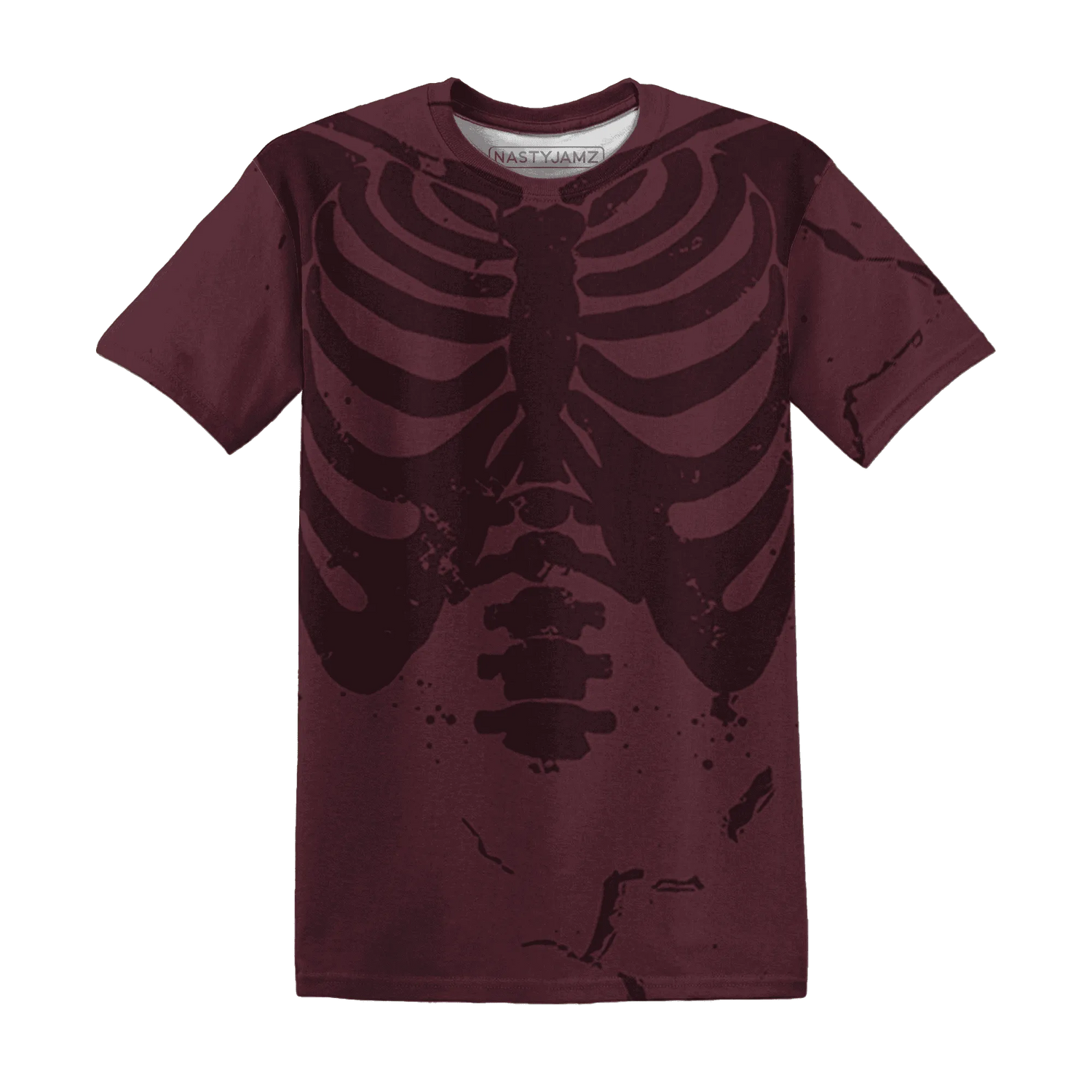 VaporMax-Night-Maron-Burgundy-T-Shirt-Match-Skeleton-Y2k-3D