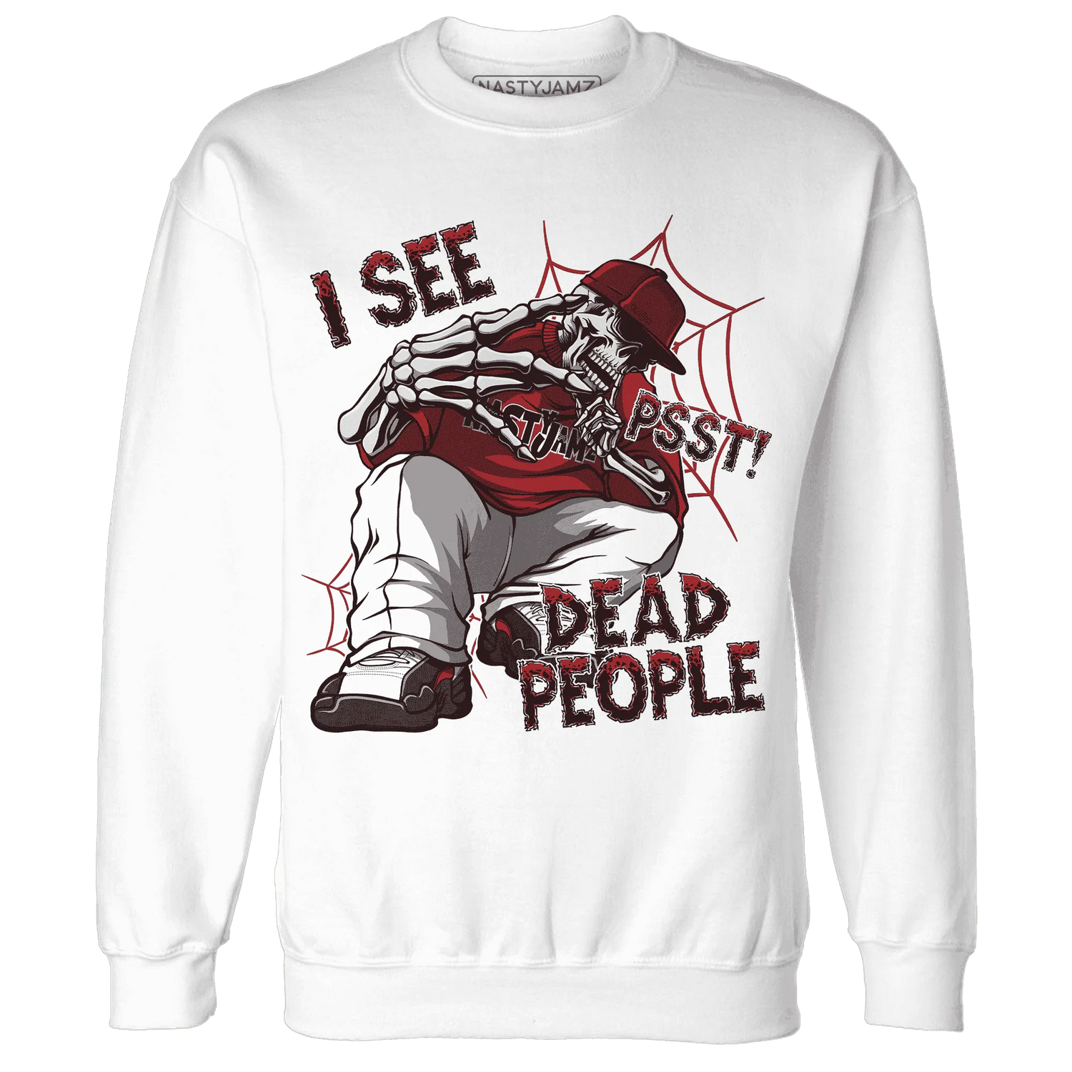 Retro-Red-Taxi-12s-Sweatshirt-Match-Skull-Whisper