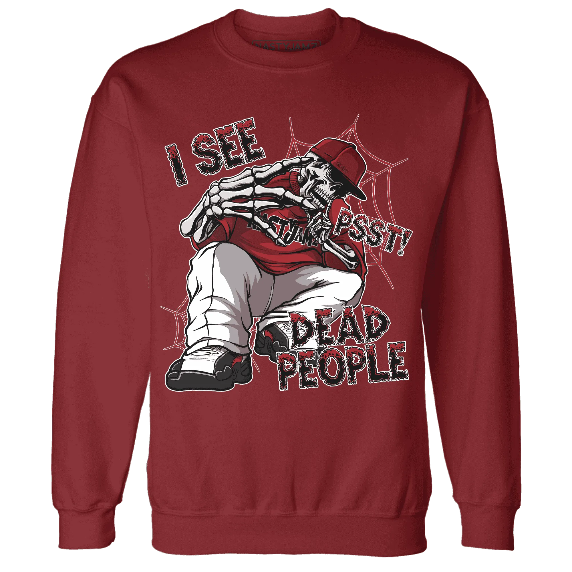 Retro-Red-Taxi-12s-Sweatshirt-Match-Skull-Whisper