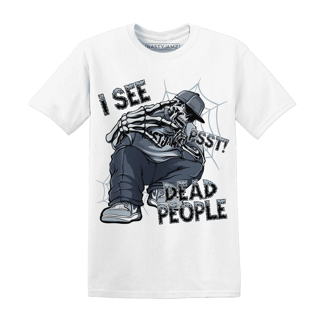 Mid-Diffused-Blue-Grey-1s-T-Shirt-Match-Skull-Whisper