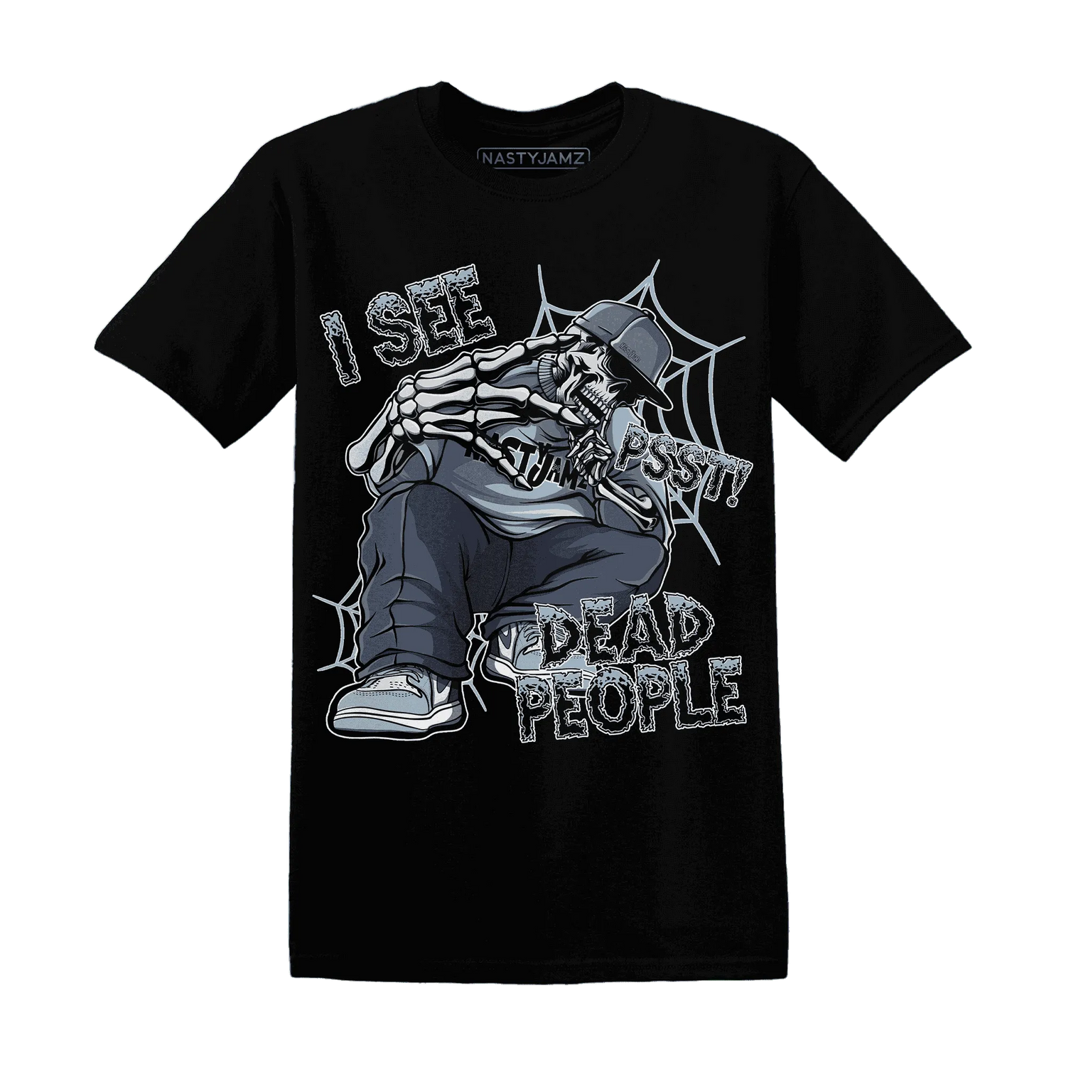 Mid-Diffused-Blue-Grey-1s-T-Shirt-Match-Skull-Whisper