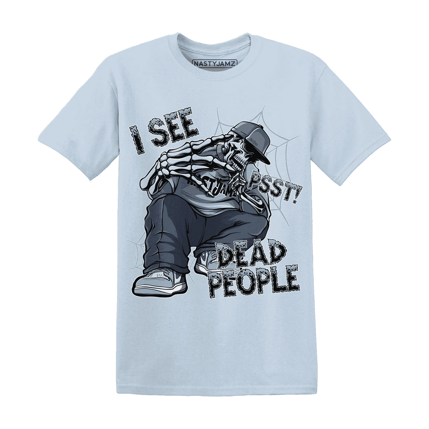 Mid-Diffused-Blue-Grey-1s-T-Shirt-Match-Skull-Whisper