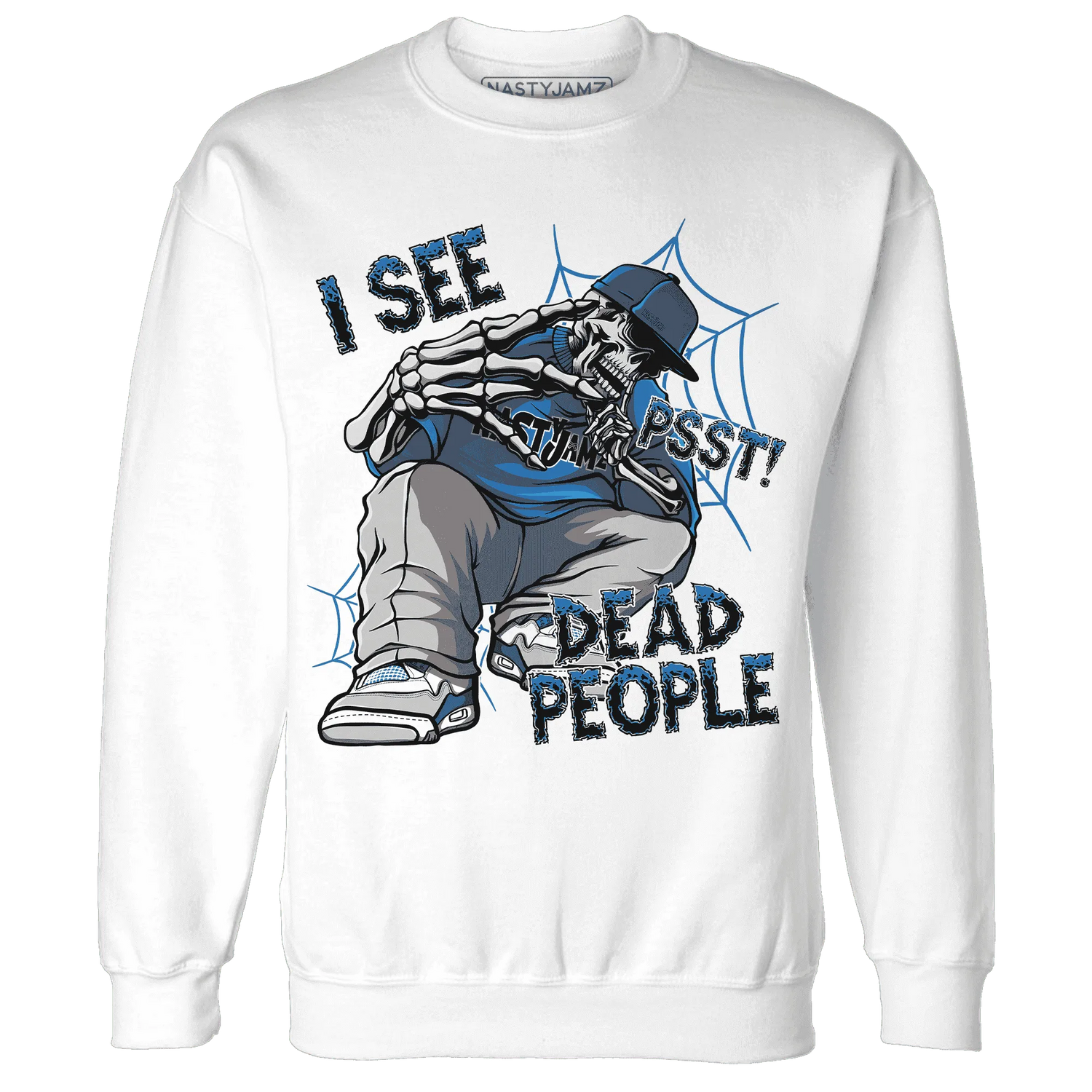 Industrial-Blue-4s-Sweatshirt-Match-Skull-Whisper