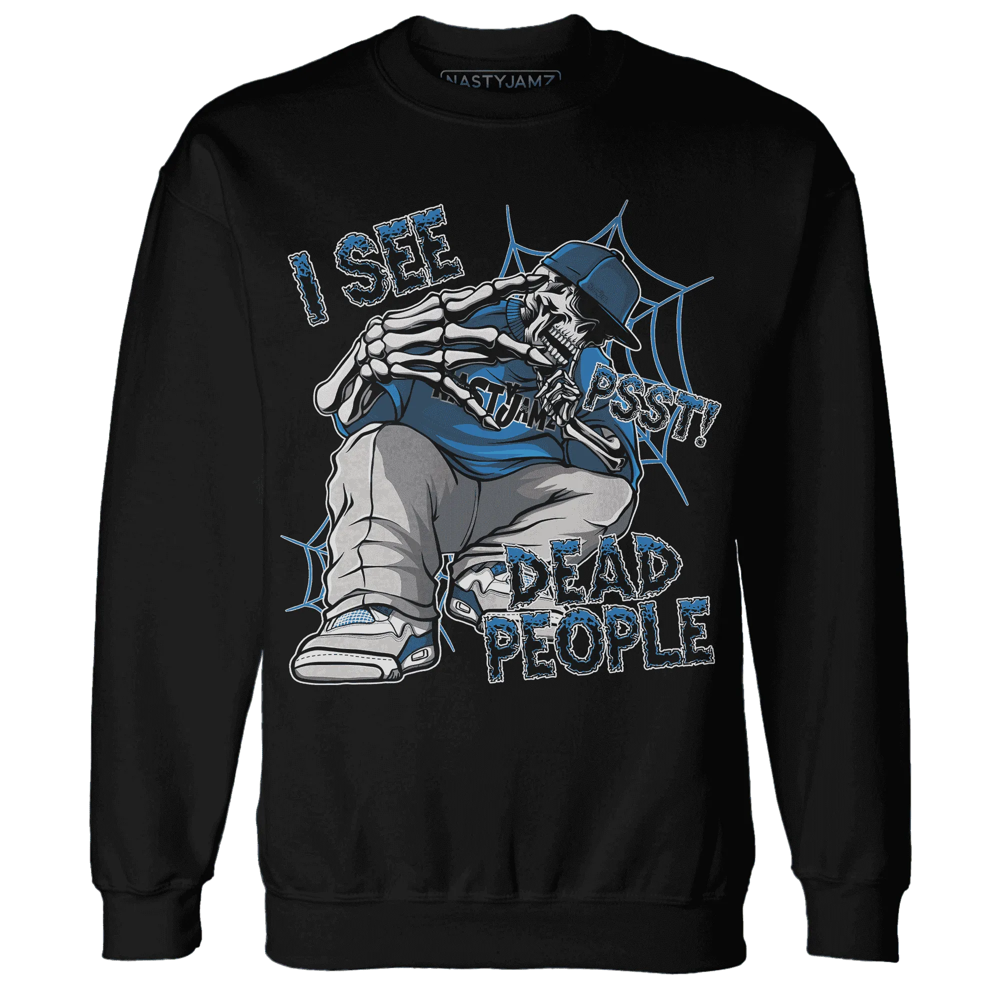 Industrial-Blue-4s-Sweatshirt-Match-Skull-Whisper